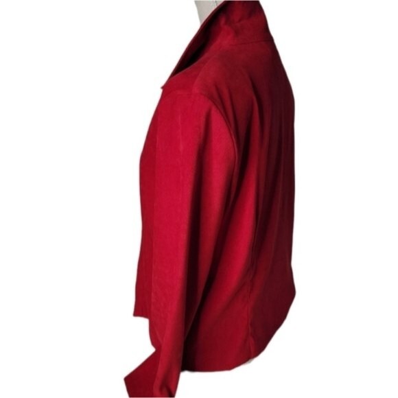 BRIGGS red light jacket blazer Size 8P petite front zippered polyester blend - Picture 3 of 10